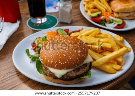 Similar – Foto Bild Leckere Hamburger im Café serviert