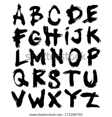 Vector Acrylic Brush Style Grungy Street Hand Drawn Alphabet Font ...