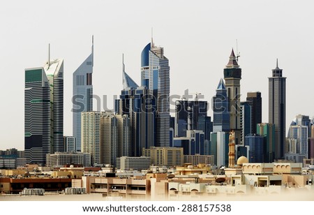 Skyscrapers of Dubai World Trade center.
