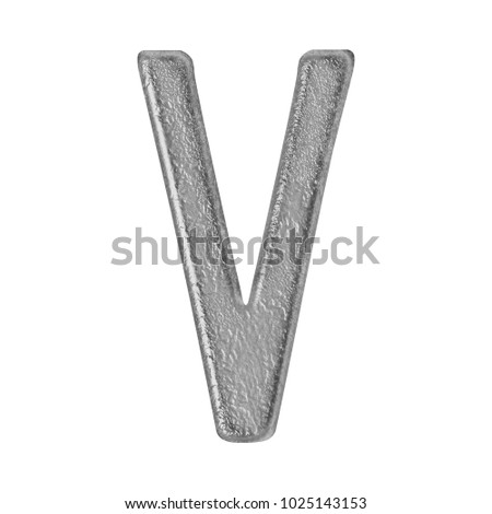 Gray stone or cement style uppercase or capital letter V in a 3D illustration with a rough rocky texture and rustic font isolated on a white background with clipping path. Photo stock © 