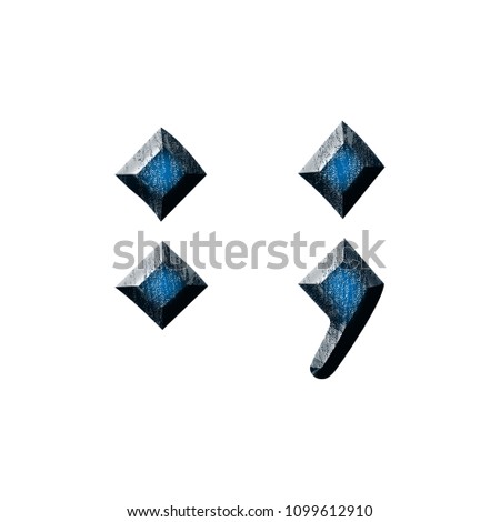 Blue Wood Semicolon Punctuation Mark In A 3D Illustration With Glossy Grain Texture Style Blue Wood Semicolon Punctuation Mark In A 3D Illustration With Glossy Grain Texture Style