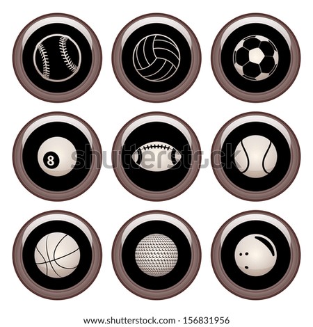 Sports Balls Icons Copper Sports Icon Set