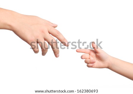 Similar – Image, Stock Photo Woman and kid holding hands on a meadow