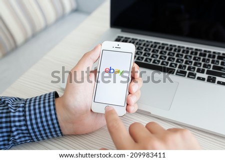 Simferopol, Russia - July 14, 2014: eBay the American company that provides services in the areas of online auctions, online shopping, instant payments.