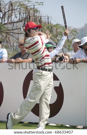 HUA HIN, THAILAND - JANUARY 8 : Korean golf player Kim Kyung-tae at the Royal Trophy tournament, Asia vs Europe, at Black Mountain Golf Club on January 7-9, 2011 in Hua Hin, Thailand