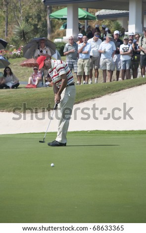 HUA HIN, THAILAND - JANUARY 8: Indian golf player Jeev Mikha Singh at the Royal Trophy tournament, Asia vs Europe, at Black Mountain Golf Club on January 7-9, 2011 in Hua Hin, Thailand