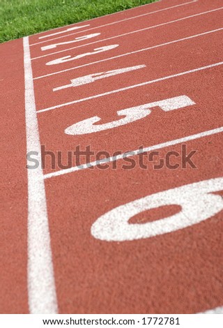 The starting line on a track field