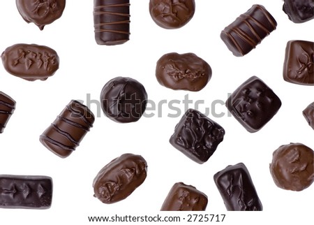 Chocolate candy of various shapes and sizes... which one do you want?