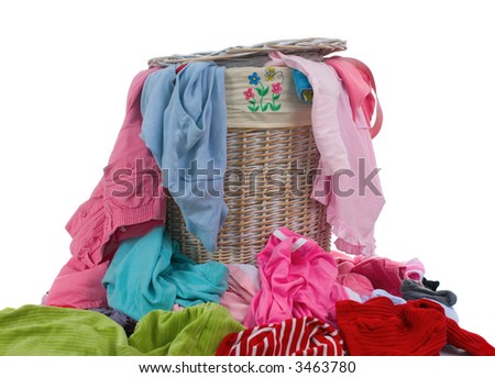 A hamper full of dirty laundry. The never ending chore