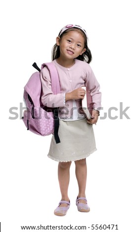Going to school is your future. Education, learning, teaching. A young girl ready for school.