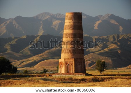 Old Burana tower located on famous Silk road, Kyrgyzstan