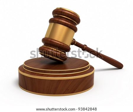 Court Gavel render (isolated on white and clipping path)