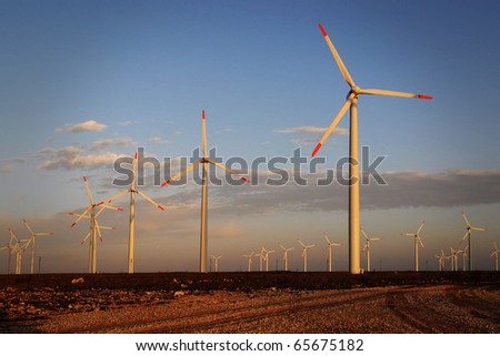 Wind turbines farm. Alternative energy source