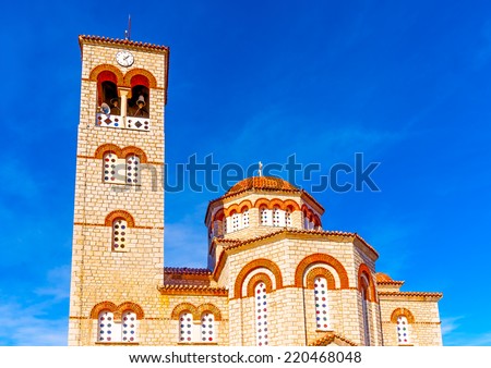 the beautiful big church of Peleta village at southern Peloponnese in Greece