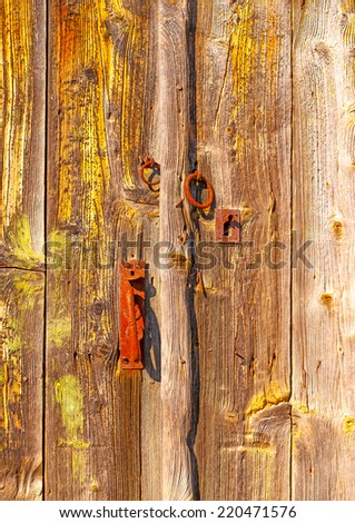 part of an old wooden door in Peleta village at southern Peloponnese in Greece