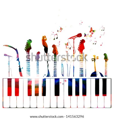 Colorful music instruments background