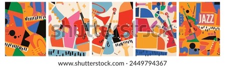 Abstract Music Background, vector illustration. Collage with musical instruments.