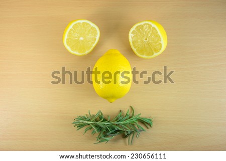 Funny lemons and rosemary