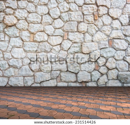 Stone wall on Cement brick floor interior modern style, Template for product display