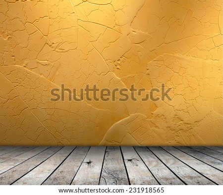 Empty room with wall and wooden floor interior background, Template for product display