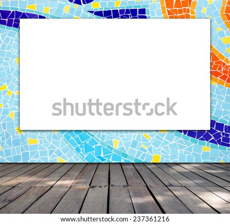 Blank frame on mosaic tile for information message