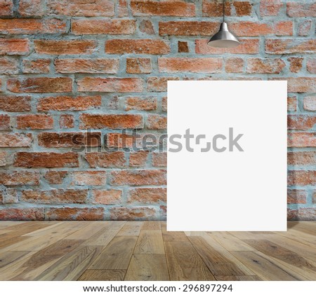 Poster in Brick wall with Ceiling lamp for information message