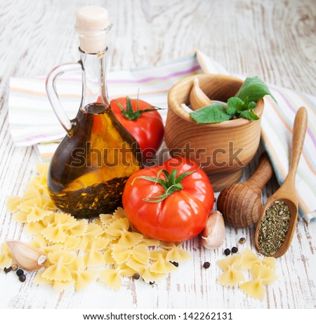 Various ingredients for a home cooked italian meal