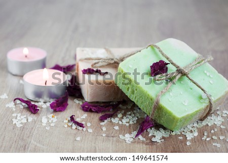 Natural handmade Herbal Soap with rose petals