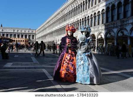 VENICE - FEBRUARY 23: First day of the Carnival of Venice February 23, 2014 in Venice, Italy.