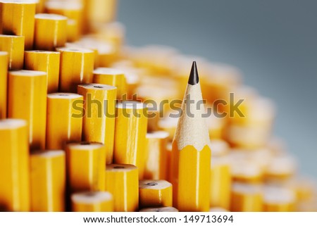 One sharpened pencil standing out from the blunt ones.