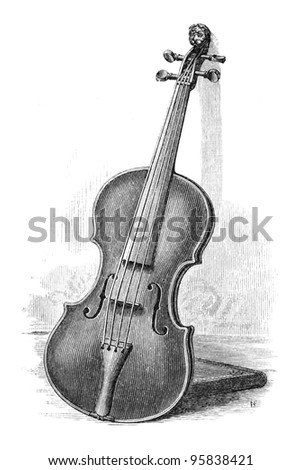 Old Engraving Of A Violin. Engraving By Unknown Artist From Harper?S ...