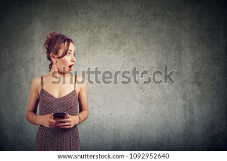 Image, Stock Photo Portrait of an eccentric rocker man with long purple hair in a green bathroom.