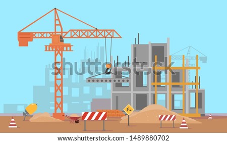 Vector of a building construction site of a high rise complex 