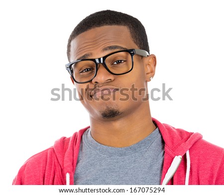 Closeup Portrait Of Handsome Cocky Guy With Big Black Glasses Looking ...