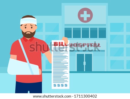 Vector of a stressed patient shocked by large excessive medical bill