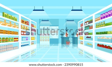 Isometric vector of an interior of a modern grocery super market