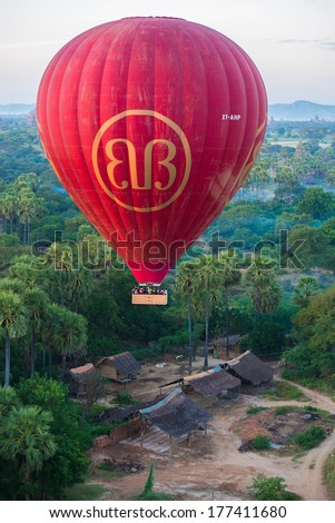 Mandalay - December 4: fly a balloon December 4, 2013 in Bagan. Ballooning over Bagan is one of the most memorable action for tourists