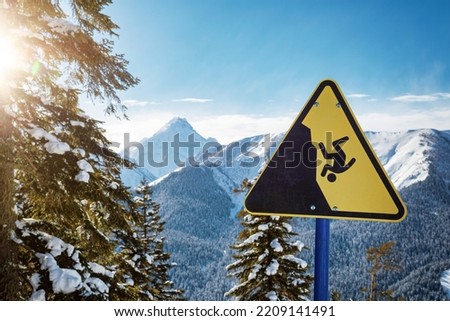 Similar – Image, Stock Photo Warning sign slope in Azores