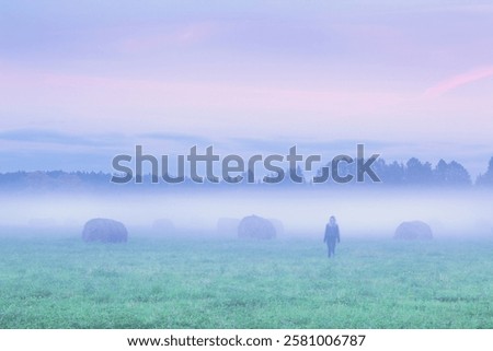 Similar – Image, Stock Photo Lonely woman (blurred) walking across the street