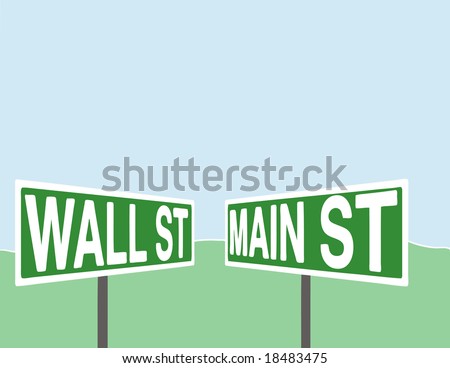 Conceptual image of Main St meeting Wall St.Illustrating the financial crisis