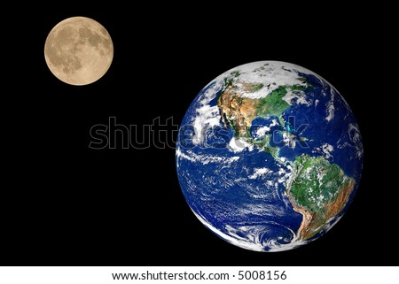 Earth and Moon isolated over a black space background