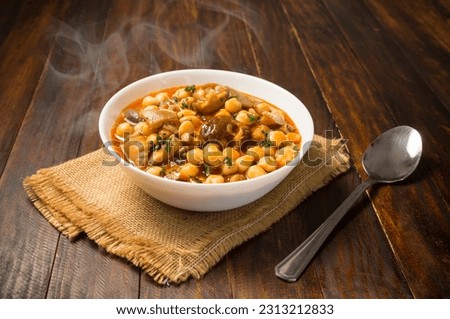 Similar – Image, Stock Photo Vegan food, chickpeas stewed with vegetables