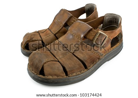Old Men'S Sandals Isolated On White Stock Photo 103174424 : Shutterstock