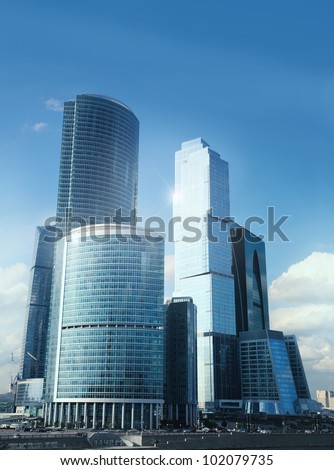 Office Building/Skyscrapers business center in Moscow city, Russia. The stitched image.