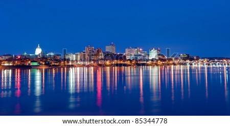 Harrisburg, Pennsylvania Skyline Overlooking The Susquehanna River With ...