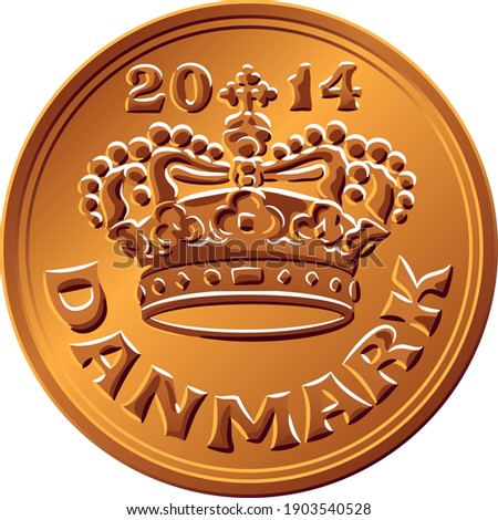 Danish money tin-bronze 50 ore coin. Krone, official currency of Denmark, Greenland, and the Faroe Islands.