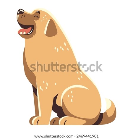 Sitting cartoon Saint Bernard dog with happy expression. Flat vector illustration