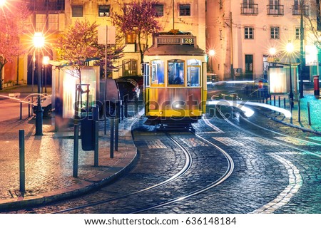 Similar – Image, Stock Photo Tram in the twilight Town