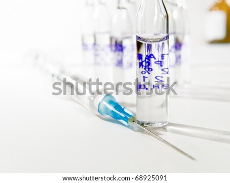 syringe with the medicine and ampules