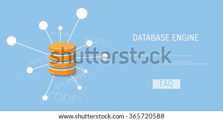 Vector illustration banner. Flat background. Database, server, information transfer. Global storage.